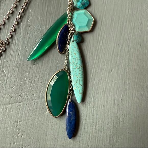 Silpada Go Geo 925 Sterling Silver Agate Lapis Necklace - Picture 2 of 10